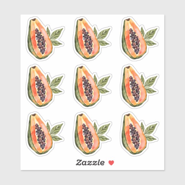 Sticker Aquarelle de fruits de papaye (Feuille)