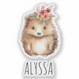 Sticker Aquarelle de Hérisson floral