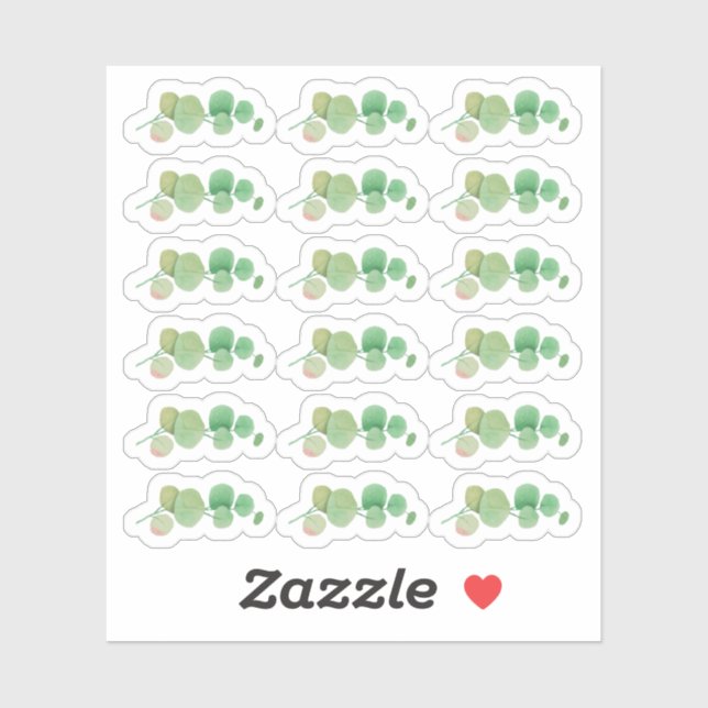 Sticker Aquarelle de verdure botanique Eucalyptus feuille (Feuille)