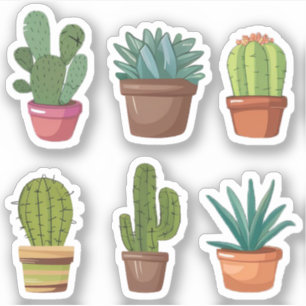 Sticker Aquarelle Désert Cactus, Cactus cactus succulent