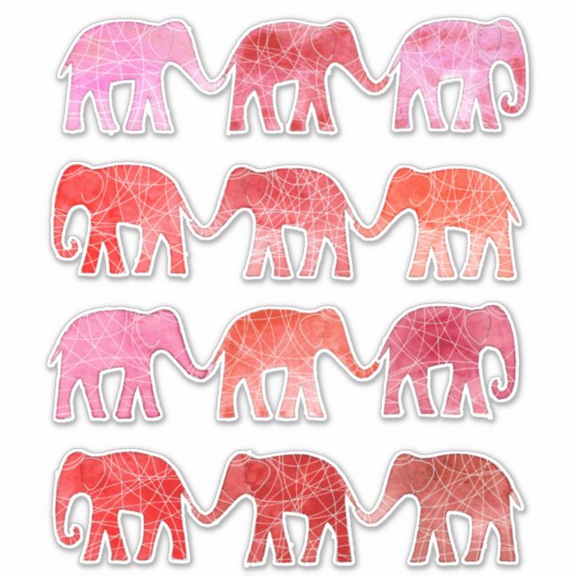 Sticker Aquarelle Eléphants Pachyderm (Devant)