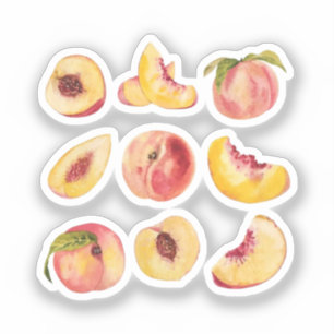 Sticker Aquarelle Et Colorés Fraîches De Pêche,