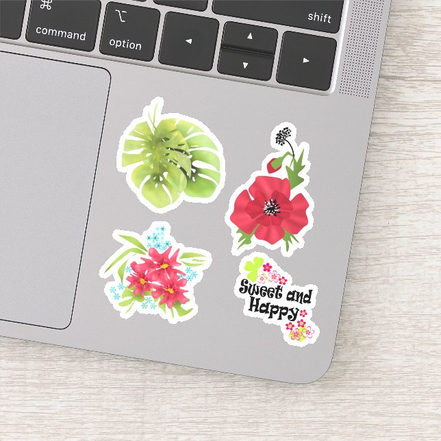 Sticker Aquarelle feuille exotique tropicale (Détail)
