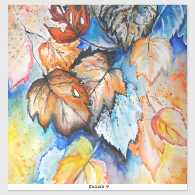 Sticker Aquarelle - Feuilles d'automne (Feuille)