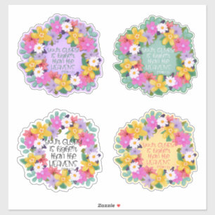 Sticker Aquarelle Fleurs Psaumes Citations Jolies