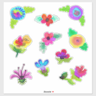 Sticker Aquarelle Fleurs Style Boho