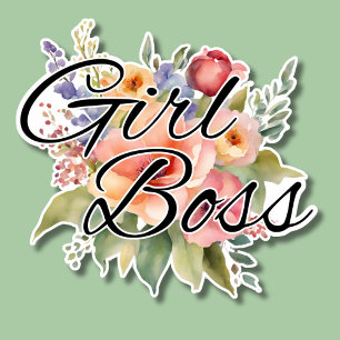 Sticker Aquarelle Floral Girl Boss imperméable