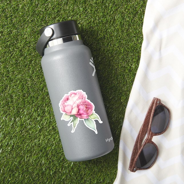 Sticker Aquarelle florale rose pis rose roses roses (HydroFlask Insitu)