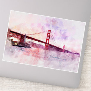 Sticker Aquarelle Golden Gate Bridge à San Francisco