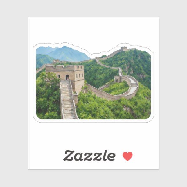 Sticker aquarelle Great Wall de Chine (Feuille)