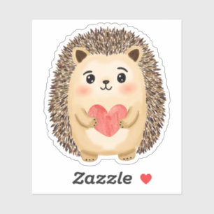 Sticker Aquarelle Hedgehog Heart