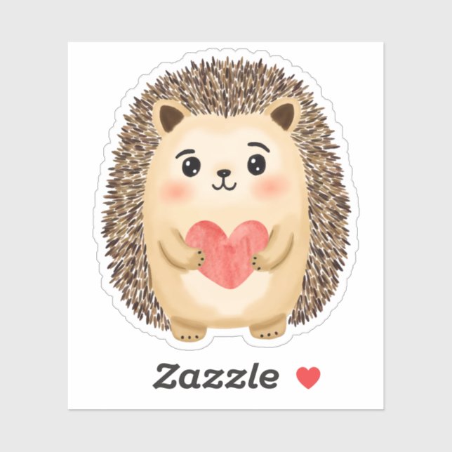 Sticker Aquarelle Hedgehog Heart (Feuille)