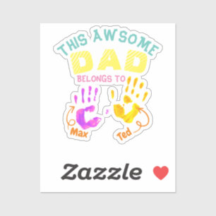 Sticker Aquarelle imprimé à la main Père Papa Fils Cadeau 