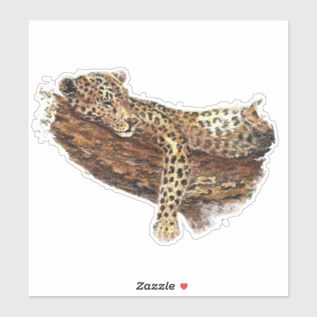 Sticker Aquarelle Léopard Chat (Feuille)