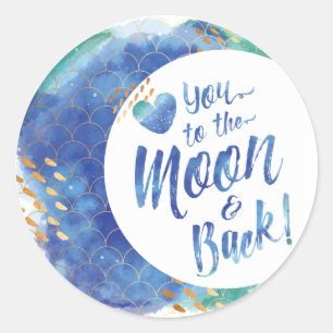 Sticker Aquarelle "Love You to The Moon & Back"