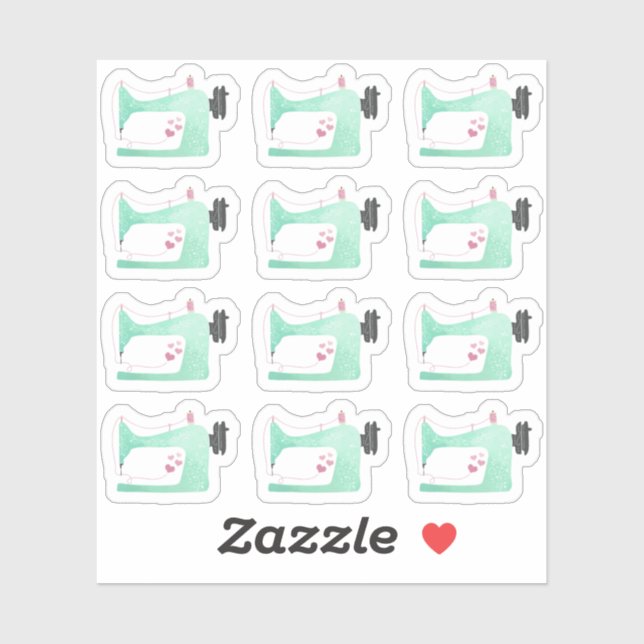 Sticker Aquarelle Machine à coudre Shabby Chic Page Planne (Feuille)