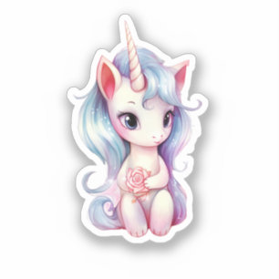 Sticker aquarelle mignonne licorne