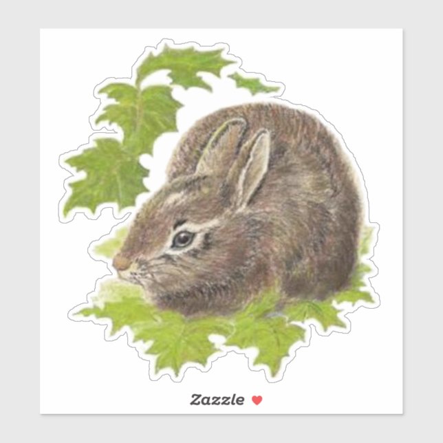Sticker Aquarelle mignonne petit lapin lapin animal animal (Feuille)
