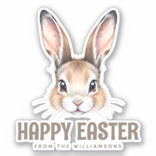 Sticker Aquarelle moderne personnalisée Mignonne Lapin de