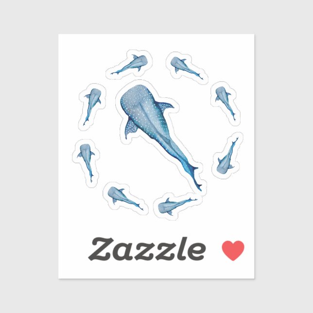 Sticker Aquarelle requin (Feuille)