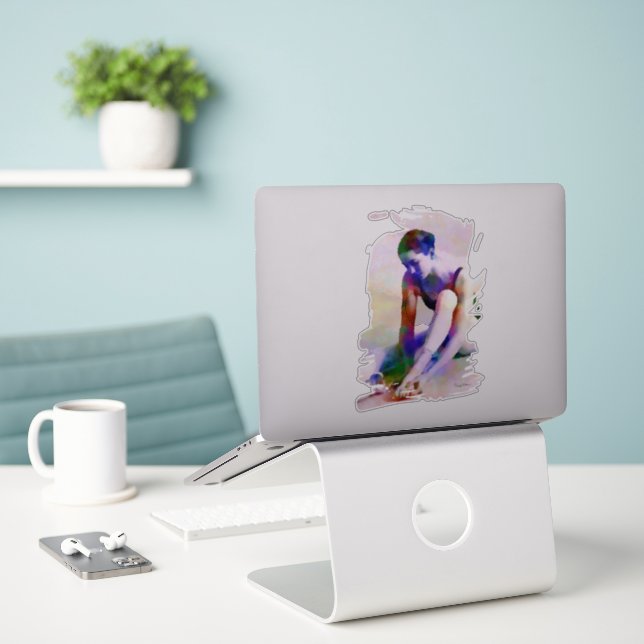 Sticker Aquarelle rose Ballerina Art contemporain (Ordinateur portable sur le bureau)