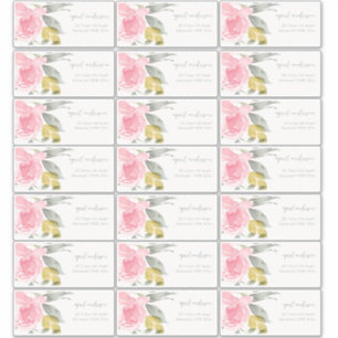 Sticker Aquarelle Rose souple Floral Adresse de l'invité