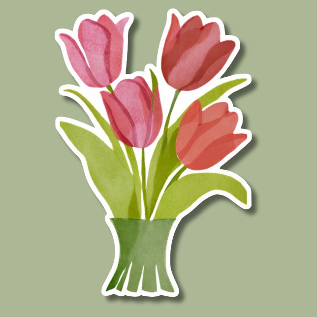 Sticker Aquarelle rouge Tulipes étanche (Créateur téléchargé)