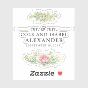 Sticker Aquarelle rustique Noms et Mariages successifs