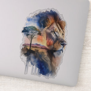 Sticker Aquarelle Savanna Lion