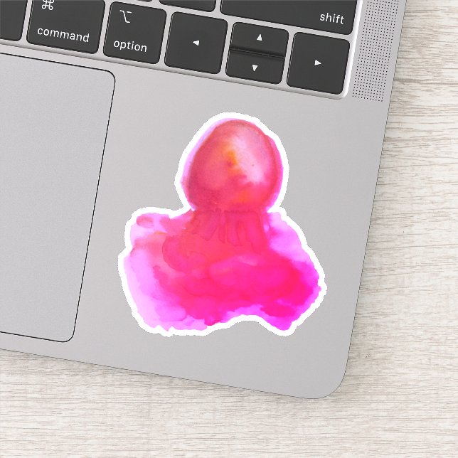 Sticker Aquarelle Sea Creator Chaud Rose Jellyfish (Détail)