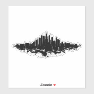 Sticker Aquarelle Skyline de Chicago noir et blanc