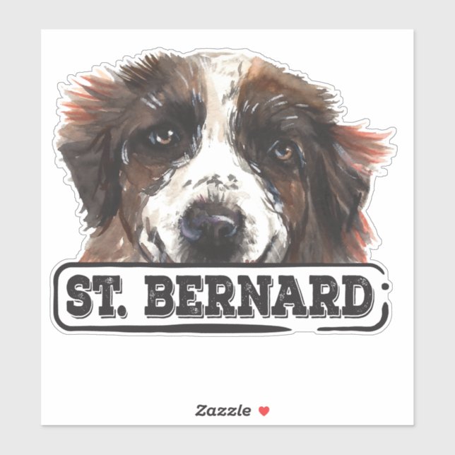 Sticker Aquarelle St. Bernard (Feuille)