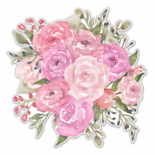 Sticker Aquarelle Style Vintage Roses roses roses Bouquet