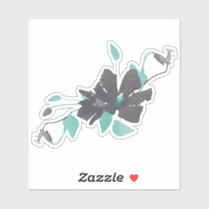 Sticker Aquarelle Turquoise tendance Gris Vins à fleurs