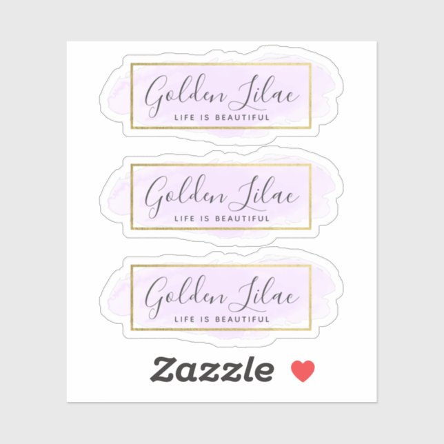 Sticker Aquarelle violette Lilac & Logo 3 pièces d'or mode (Feuille)