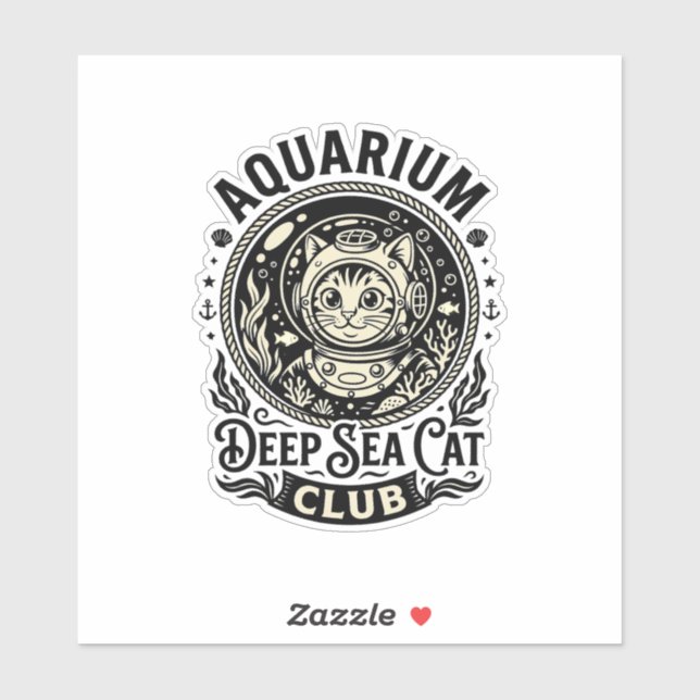 Sticker Aquarium Chat de mer profond Graphique de chat drô (Feuille)