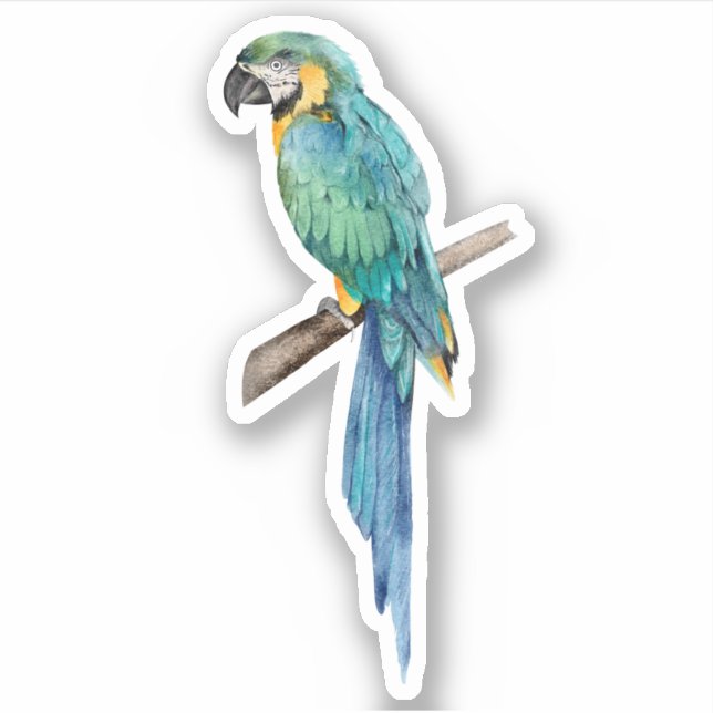 Sticker Ara bleu perroquet oiseau tropical nature   (Devant)
