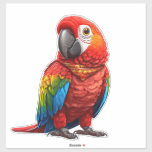 Sticker Ara Écarlate Vibrant Aux Plumes Colorées