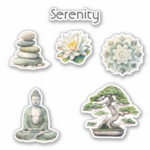 Sticker Arbre Bonsaï Bouddha Fleur de Lotus Sérénité