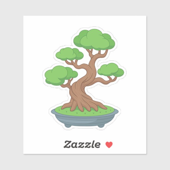 Sticker Arbre Bonsaï Japonais Tordu (Feuille)