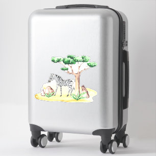 Sticker Arbre d'acacia de la savane africaine zèbre Chambr