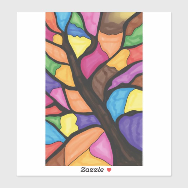 Sticker Arbre d'art en verre teinté (Feuille)