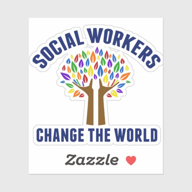 Sticker Arbre de devis de travail social mignon (Feuille)