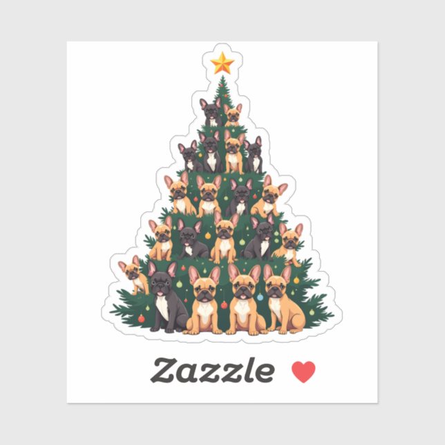 Sticker Arbre de Noël avec chiens Terrier Noël Cadeau (Feuille)