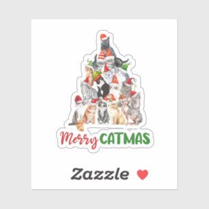 Sticker Arbre de Noël Chat Amoureux de Chat Noël Fêtes