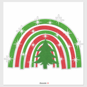 Sticker Arbre de Noël et Arc en ciel   Faux Felt