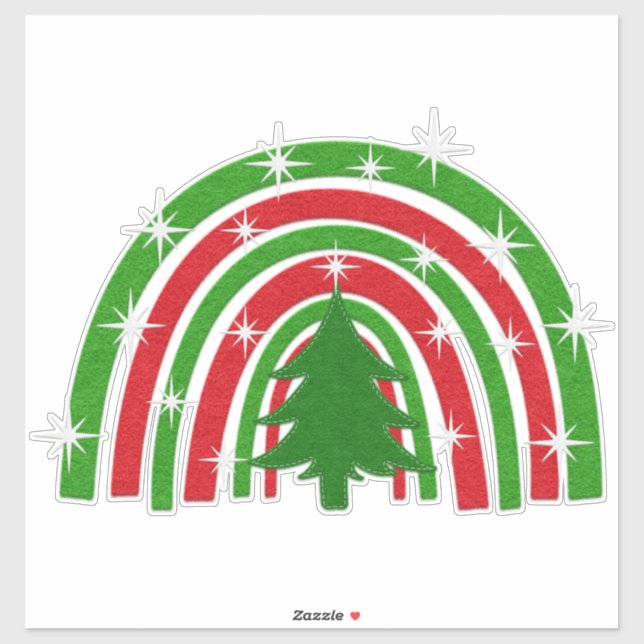 Sticker Arbre de Noël et Arc en ciel | Faux Felt (Feuille)