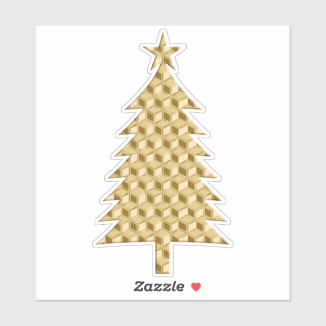 Sticker Arbre de Noël Gold Faux Metallic 3-d Boîtes (Feuille)