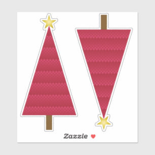 Sticker Arbre de Noël moderne profond rouge damé