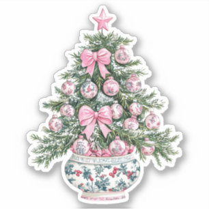 Sticker Arbre de Noël Preppy Rose et Green Chinoiserie